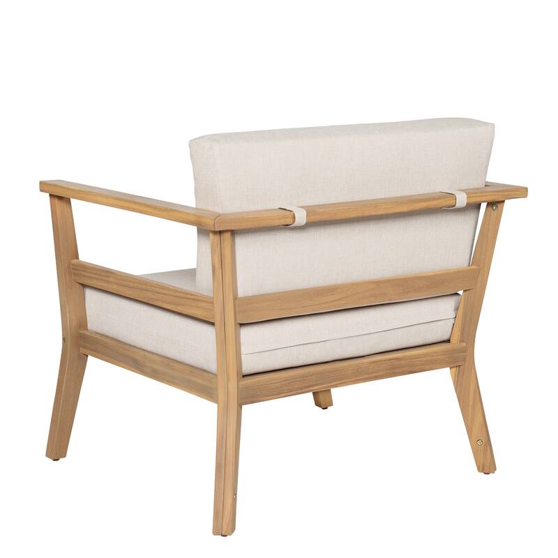 Scott Living - Calix Patio Acacia Wood 4 Piece Conversation Set with Cushion