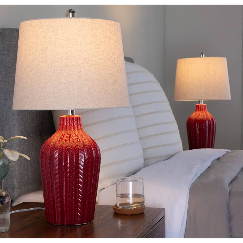 Rockwell 23" Ceramic Table Lamp Linen Shade (Set of 2)