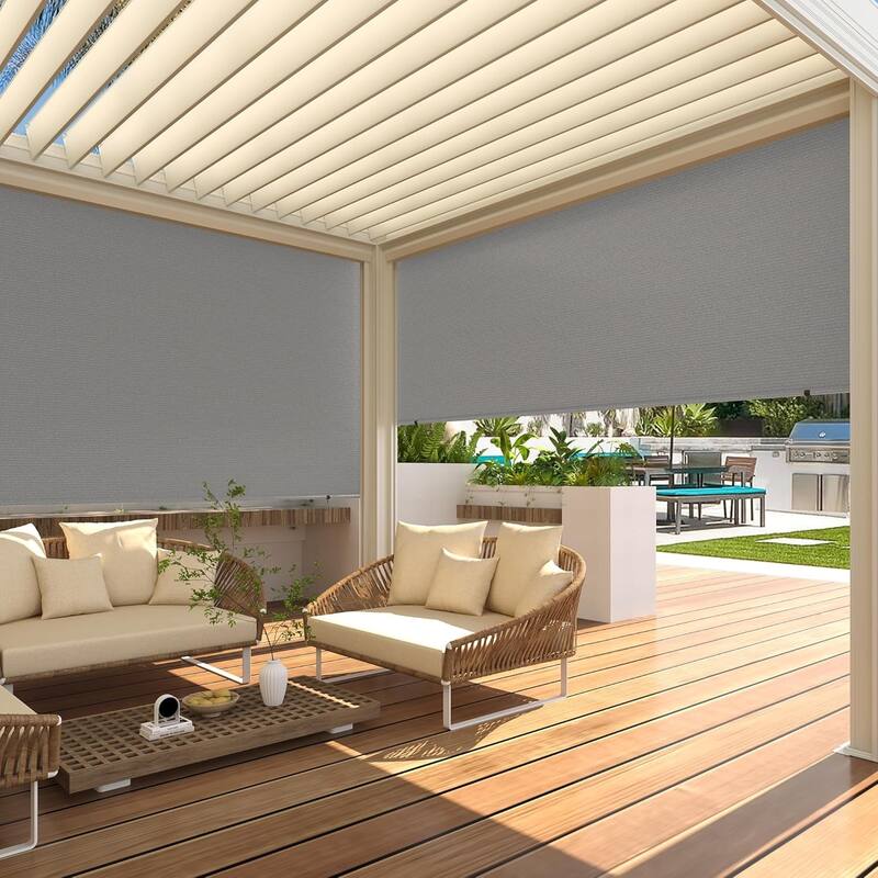 AECOJOY Outdoor Roller Shade Sun Shade Cover Canopy Shade Blinds