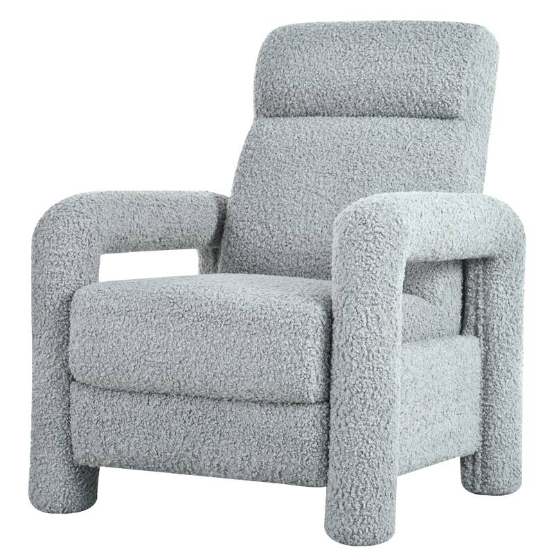 Push Back Recliner Armchair, 31.25" Teddy Upholstered Single Sofa Chair with 3-Position Adjustable Backrest for Living Room