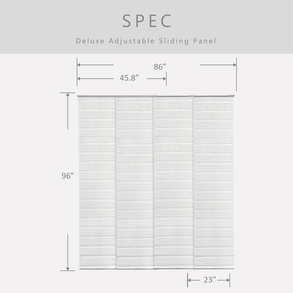dimension image slide 10 of 13, GoDear Design 99.99% Blackout & Sheer Natural Woven Adjustable Sliding Panel Track Blinds, Vertical Blinds, 45.8"- 86" W x 96" L