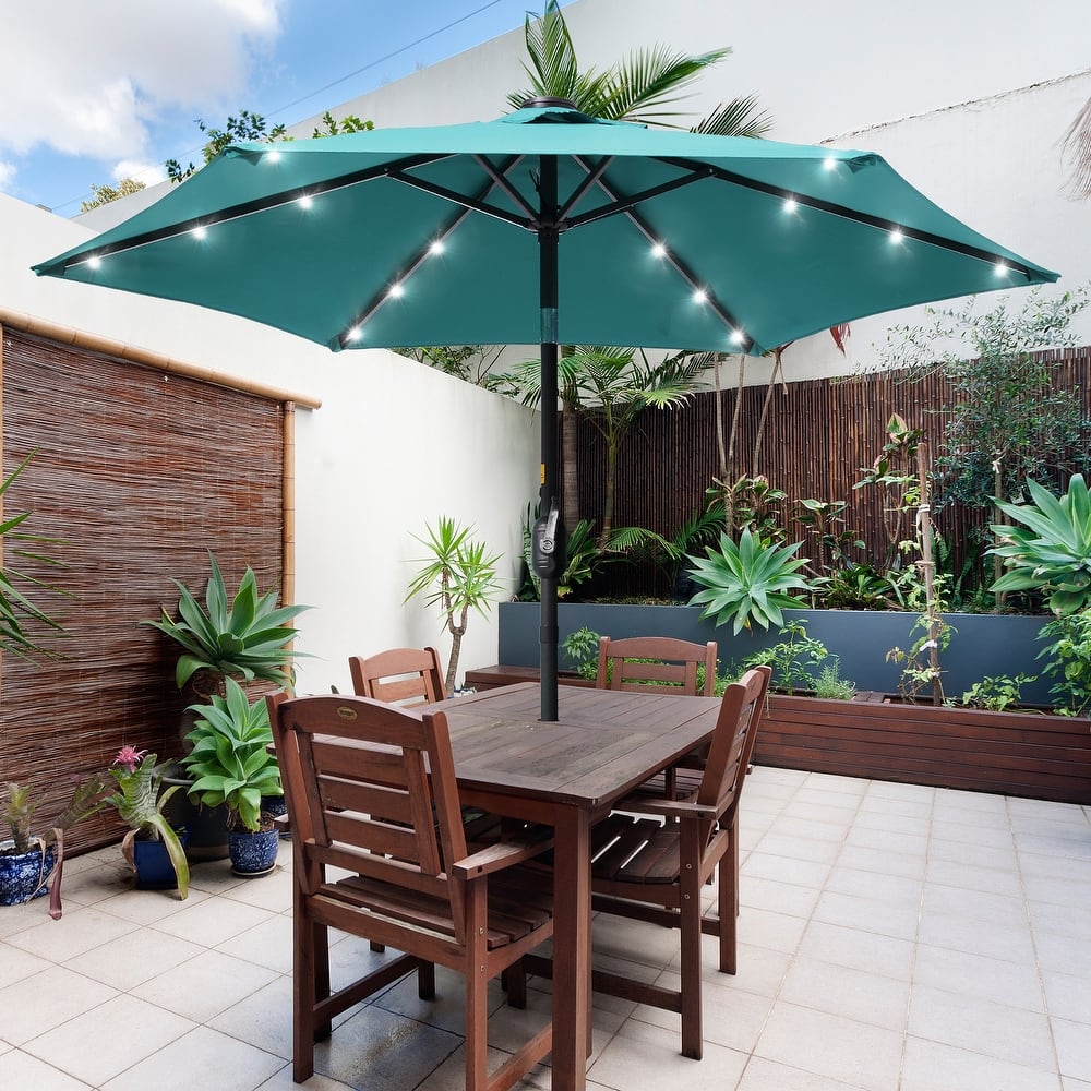 LIVOOSUN Patio 7.5 FT LED Market Umbrella,Table Umbrella w/Tilt Button
