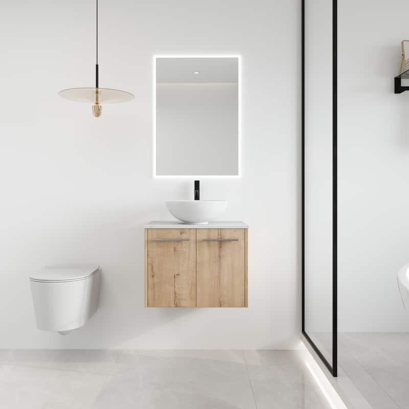 Malwee 24"/30" Floating Bathroom Vanity, Wall Mounted Bathroom Vanity with Ceramic Sink,Soft Close Doors