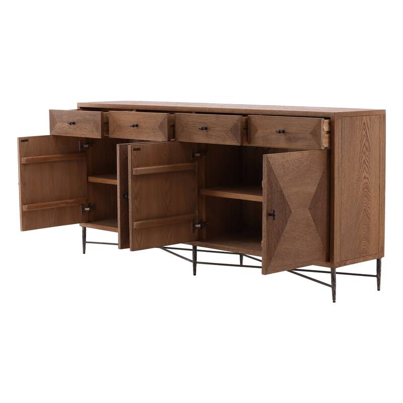 Furniture Classics Reese Natural Oak and Iron Sideboard Cabinet