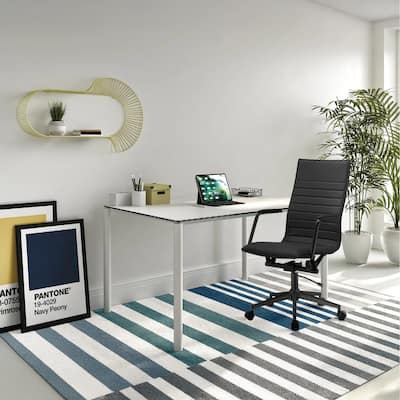Executive Ribbed Ergonomic High Back Modern Office Chair With Arms Conference Room Guest Bedroom Work Task Hotel Computer