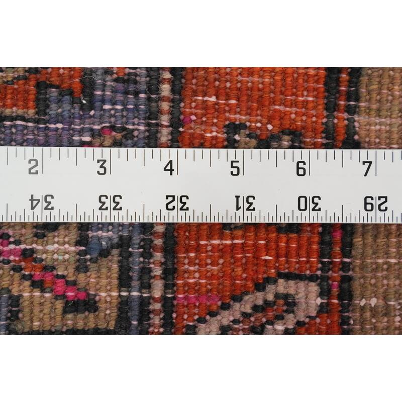 Hand Knotted Oriental 100% Wool Carpet Traditional Geometric Green Hamedan Runner Rug - 10' 3'' X 3' 0''