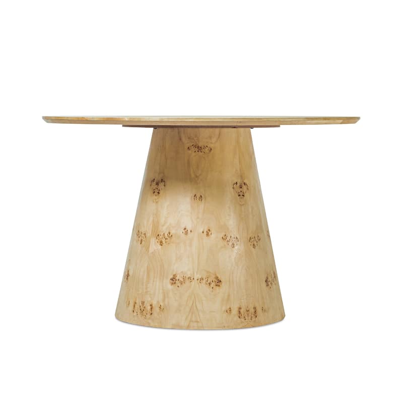 Gianna Transitional Burl Wood Round Dining Table by Sevita, 60" D x 60" W x 30" H - 60"D x 60"W x 30"H