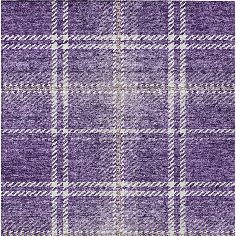 HomeRoots Plaid Transitional Rectangle Outdoor Rug