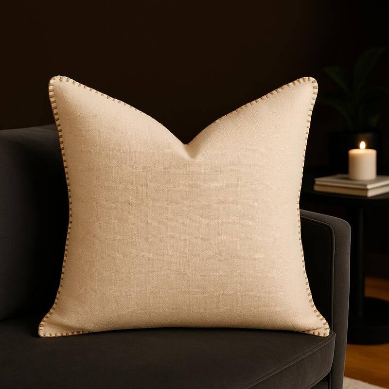 Homey COZY Ivory Linen-Style Throw Pillow