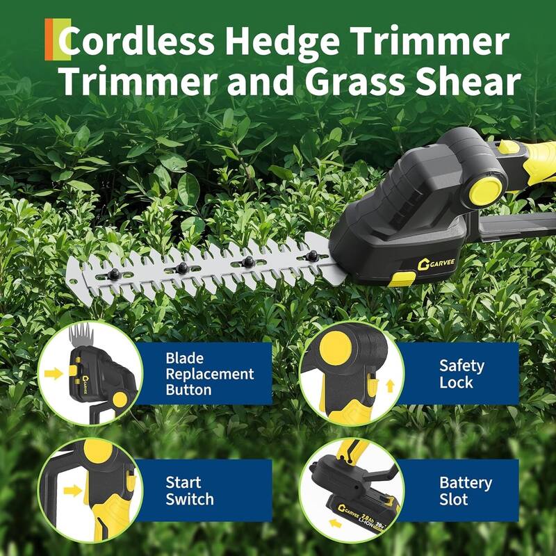 Cordless 2 in 1 Grass Shear Hedge Trimmer for Yards, Gardens, Lawn Care