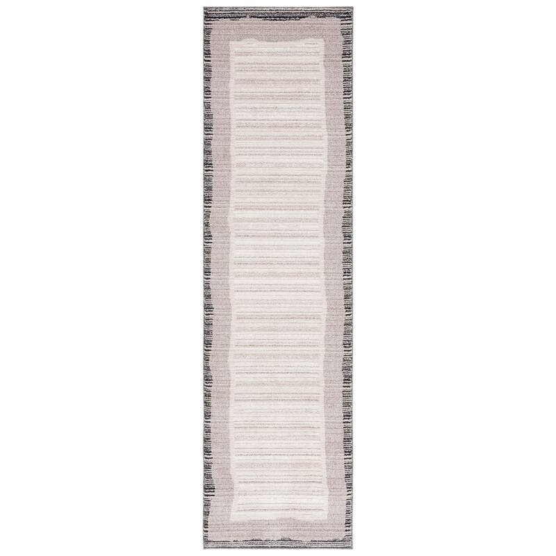 SAFAVIEH Jade Kathlene Modern Stripe Border Rug - 2'2" x 8' Runner - Ivory/Beige Black