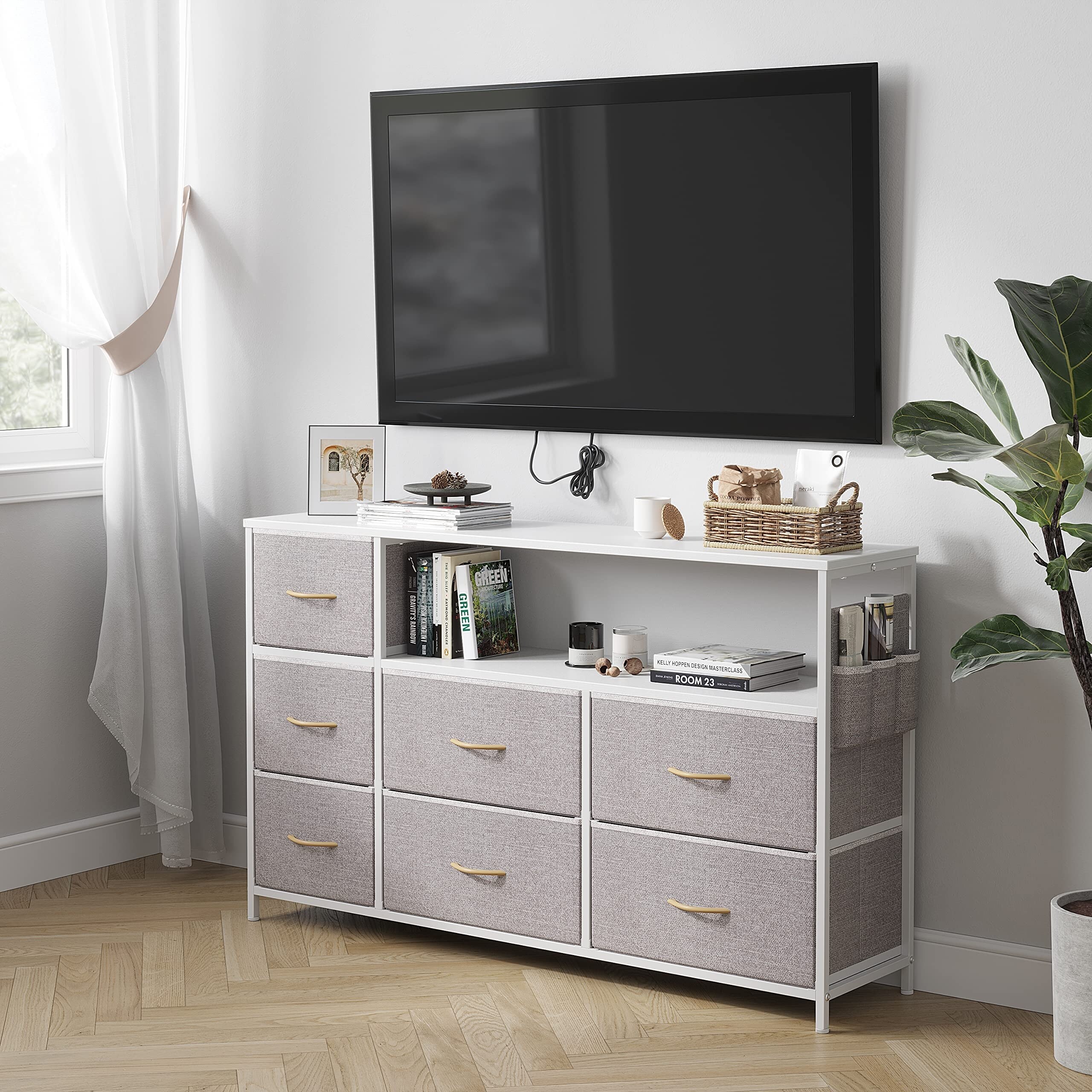Dresser TV Stand for Bedroom, Small Kids Fabric Light Grey Dresser with  Shelves for Closet Nursery - as picture - Bed Bath & Beyond - 37668318