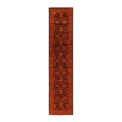 Overton Hand Knotted Wool Vintage Inspired Modern Contemporary Overdyed Orange Runner Rug - 2' 6" x 11' 5"