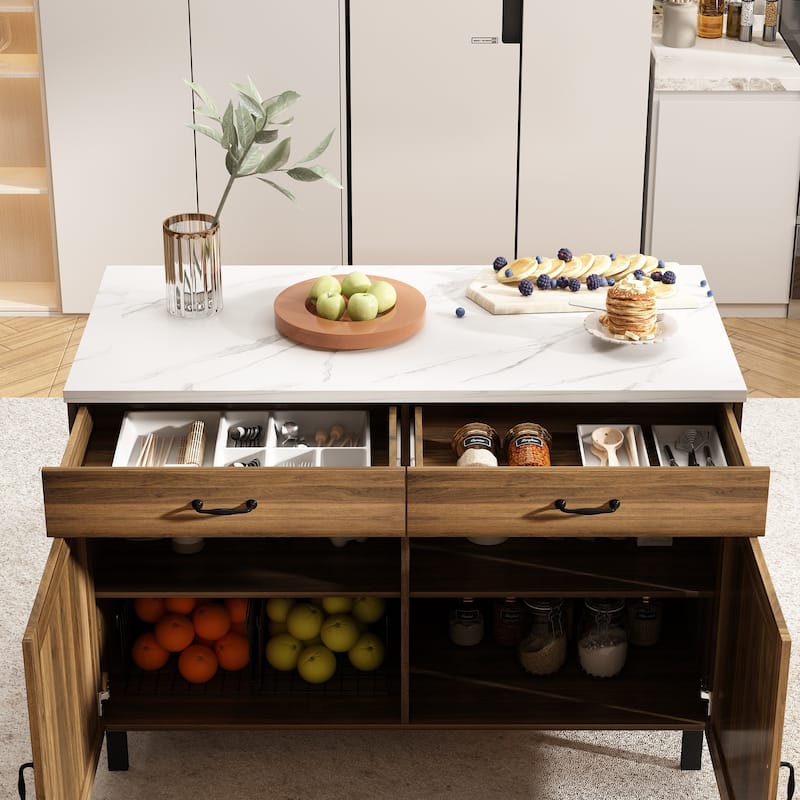 Versatile Multi-Purpose Marble Cabinet Storage Solution Kitchen Island