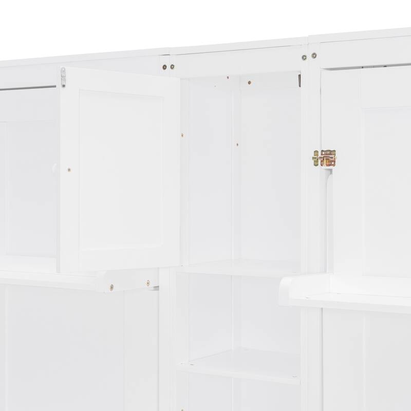 Dual Twin Wall Murphy Beds with Cabinets & Shelves, Space-Saving Bedroom Solution