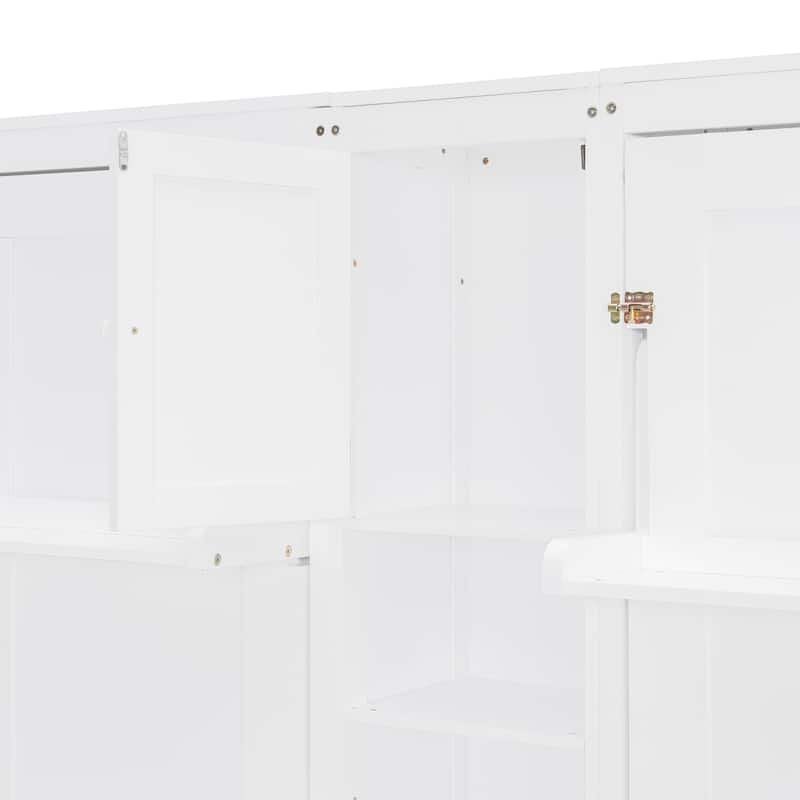 Roomfitters Twin Wall Murphy Bed System with Center Storage Shelves, Convertible Fold Down Sleeper Cabinet