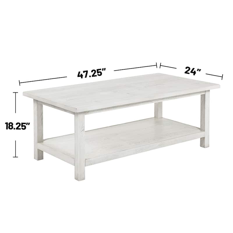 Wooden Coffee Table with Open Bottom Shelf