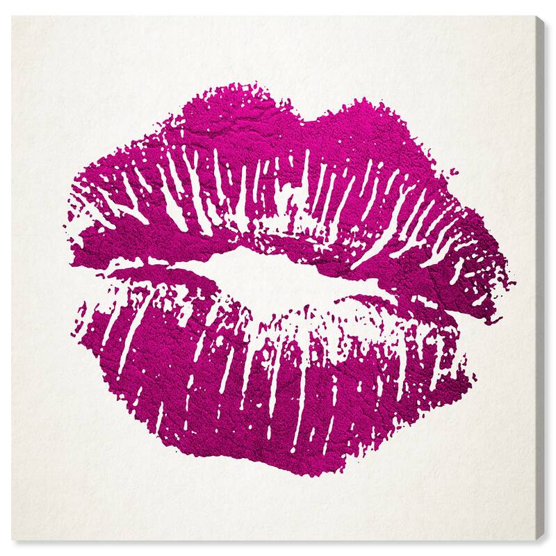 Wynwood Studio Canvas Fashion and Glam Simple Kiss Pink Purple and Magenta Modern & Contemporary Wall Art Canvas Print