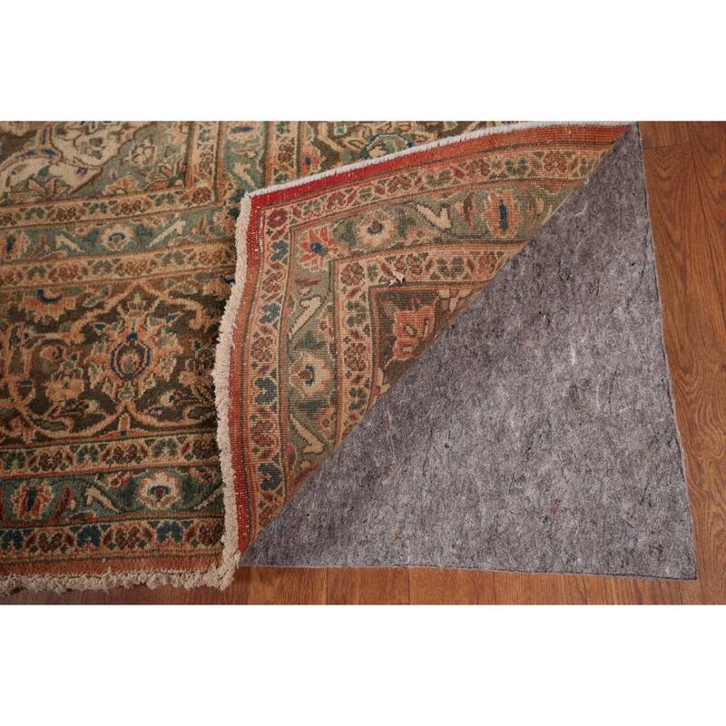 Traditional Mashad Vintage Persian Rug Hand-Knotted Wool Carpet - 9'8" x 12'5"