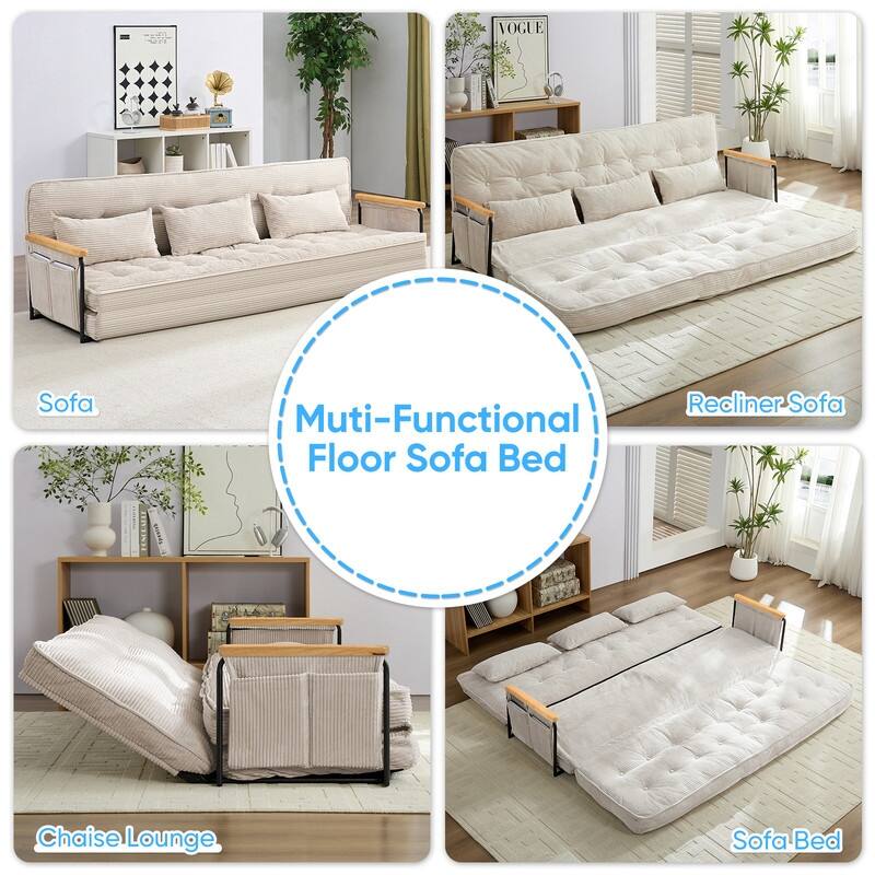 Mixoy Muti-Functional Folding Floor Sofa Bed,3-Seater,2-Seater,1-Seater Lazy Futon Sofa with 6 Position Adjustable Backrest