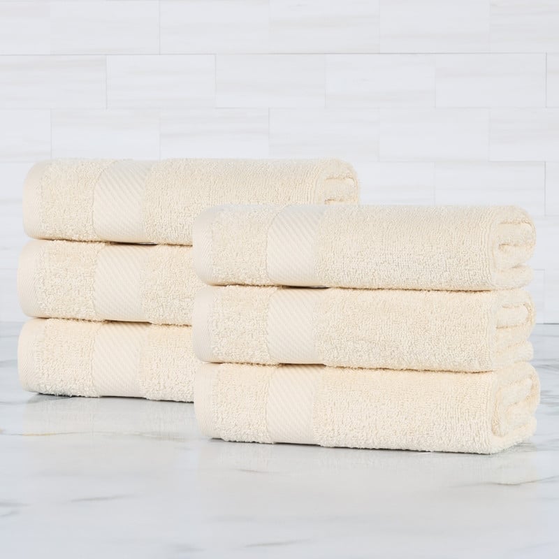 Superior Luxury Solid Highly Absorbent Egyptian Cotton Hand Towel - (Set of 6)