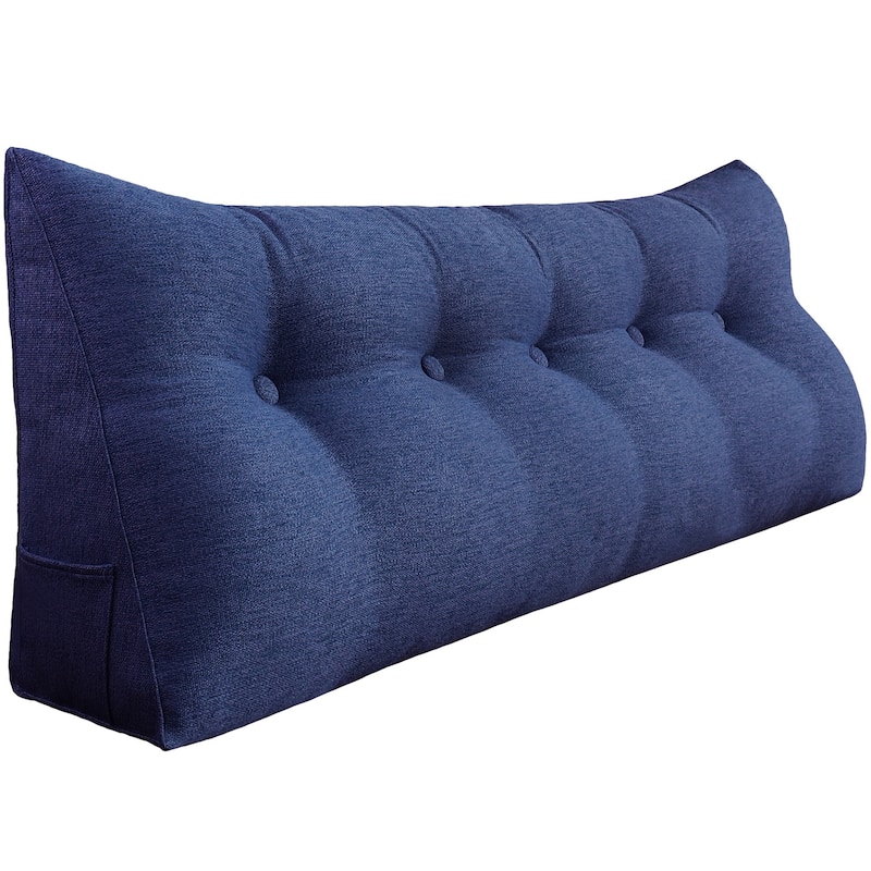 WOWMAX Bed Rest Wedge Reading Pillow Headboard Back Support Cushion - King - Blue