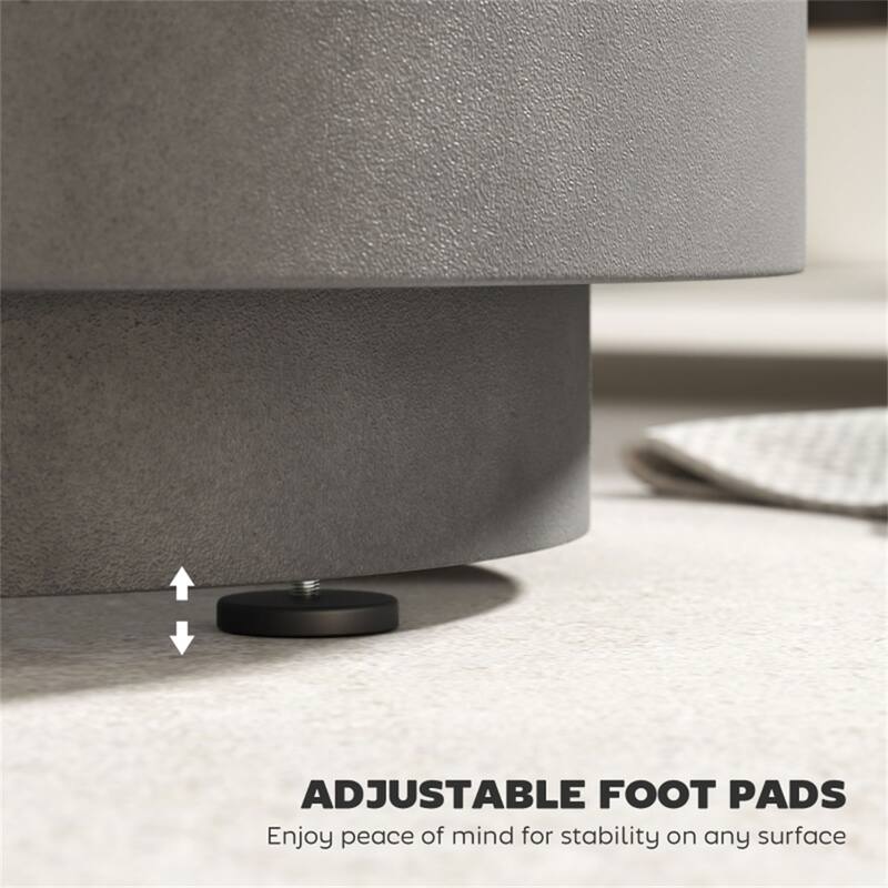 Outdoor Bar Cart With Cooler Storage Box And Concrete Top - 14.8" Dia. x 17.1" H