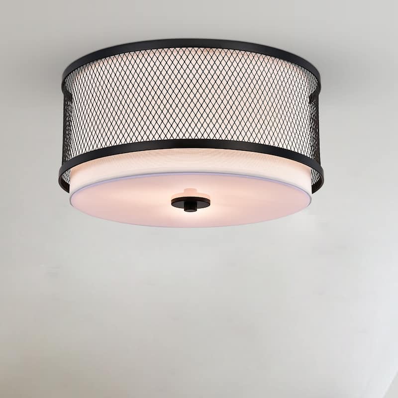 Black and White Three Light Flush Mount Chandelier (SOLD AS A PAIR)