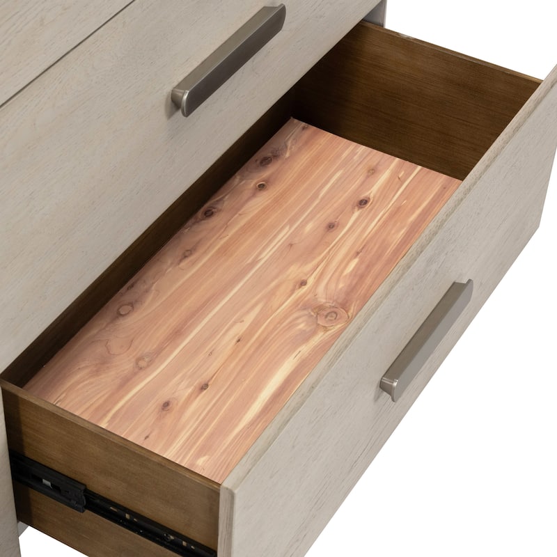 Furniture of America Weegin Modern 3-Piece White Oak Wood Panel Bed and 2-Nightstand Bedroom Set