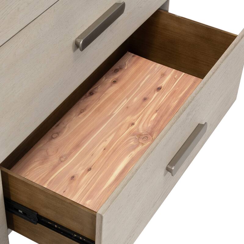 Furniture of America Weegin Modern 4-Piece White Oak Wood Panel Bedroom Set