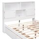 preview thumbnail 7 of 14, Full Size Platform Bed with Storage Headboard, Charging Station, 4-Drawers, Solid Pine Wood Bed Frame for Bedroom, White