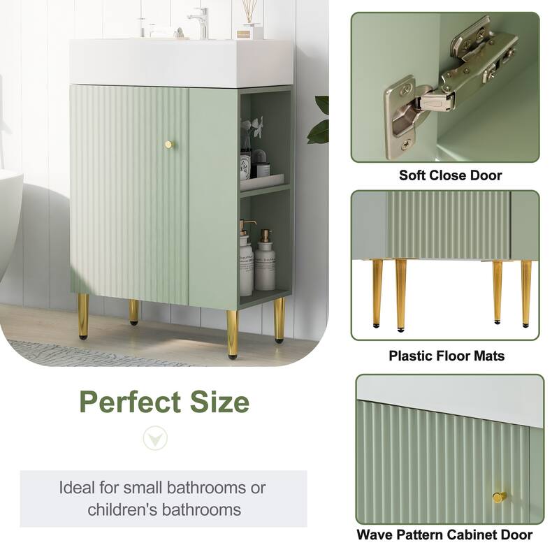 Compact Wave-Textured Bathroom Vanity with Side Open Storage