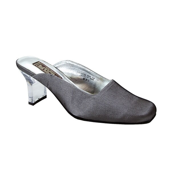 FUZZY Aria Women's Extra Wide Width Lucite Heel Dress Mules Overstock