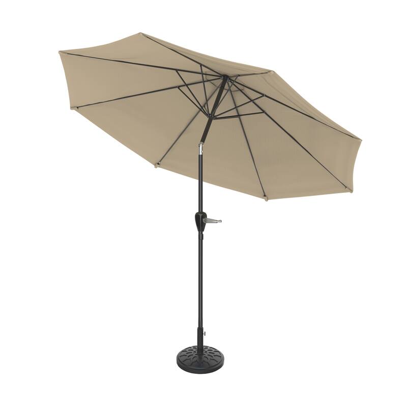 Patio Umbrella with Auto Tilt - 10FT Easy Crank Outdoor Umbrella with Vented Canopy by Pure Garden (Sand)