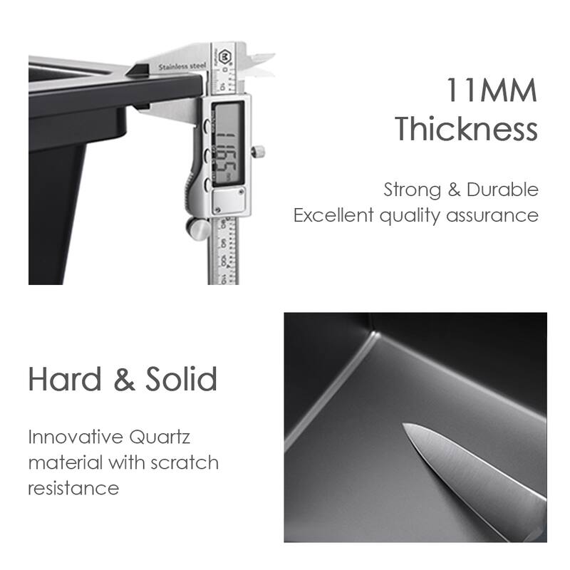 HIGOLD 9-Inch Undermount Dual Equal Bowl Quartz Sink