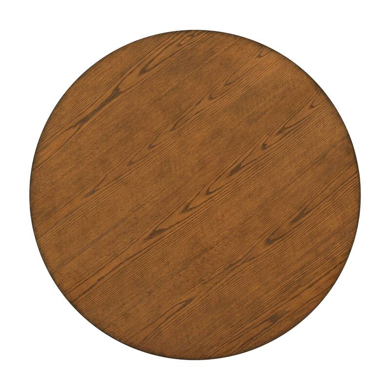 5-Piece Solid Wood Round Dining Table Set with Upholstered Chairs