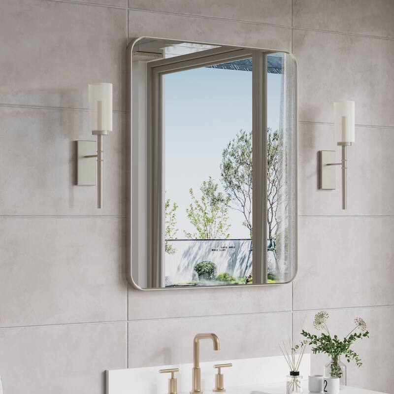 Modern Bathroom Rectangular Wall Mounted Anodized Aluminum Framed Vanity Mirror
