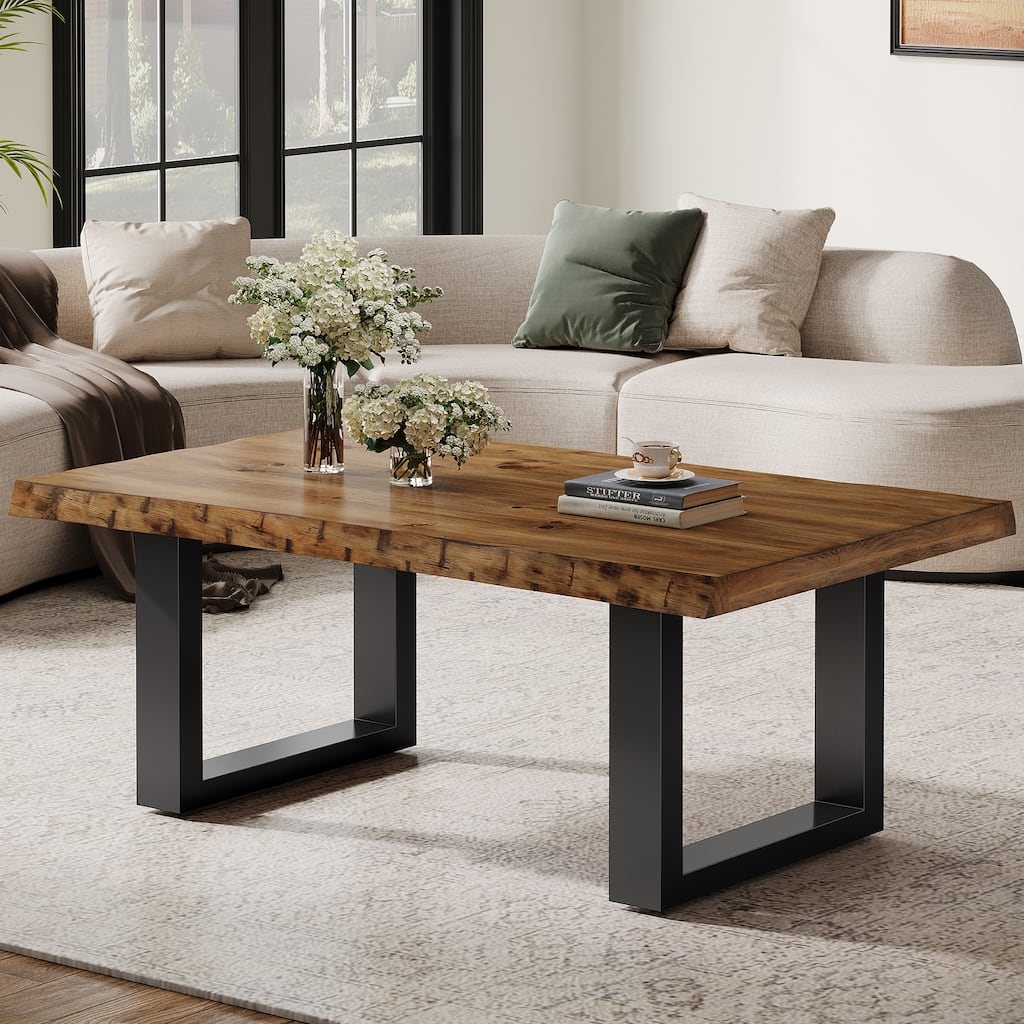 47-inch Solid Wood Coffee Table With Sturdy Metal Base, Easy Assembly (new Zealand Pine) - 47.2" W x 23.6" D x 17.7" H