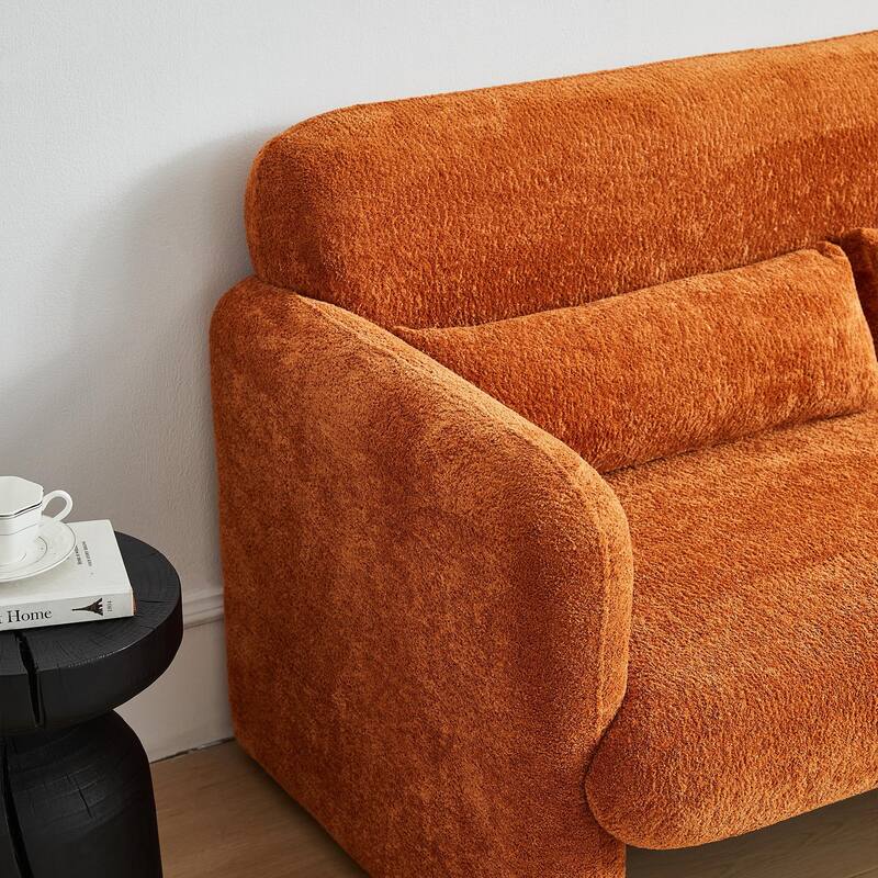 Stylish Velvet 2 Seat Sofa Accent Sofa with Lumbar Pillow, Loveseat Sofa Couch with Wood Frame for Living Room