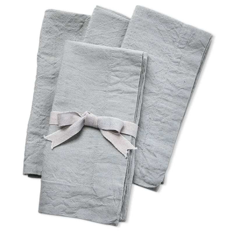 Threads Slub Light Grey Cotton Napkin Set Of 4, 2.0" Hem - 20 x 20