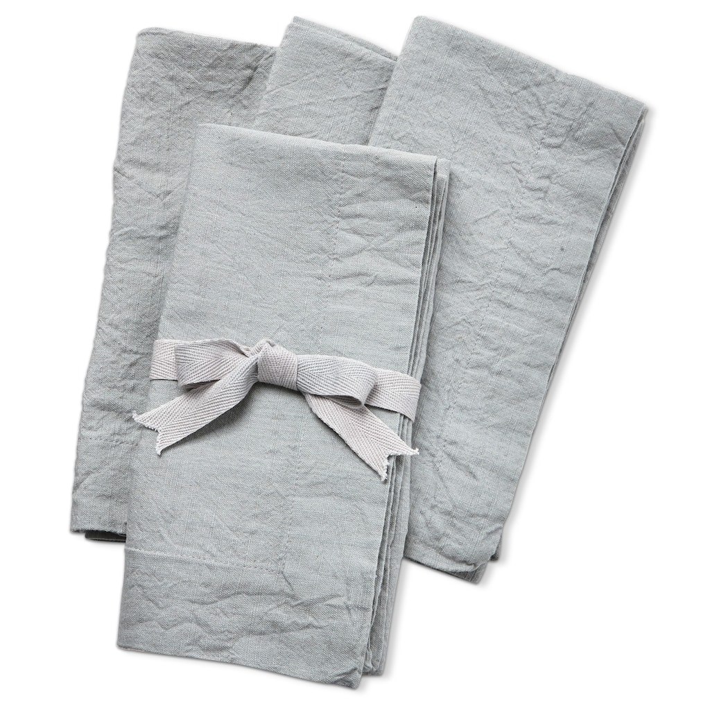 Threads Slub Light Grey Cotton Napkin Set Of 4, 2.0" Hem - 20 x 20