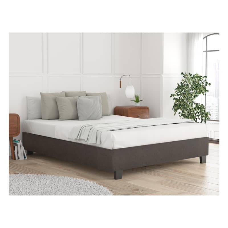 14-Inch Platform Bed Frame with 4-Inch Legs, Minimalist Upholstered Frame, Adjustable Bed Friendly