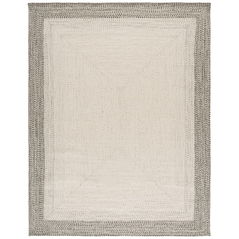 SAFAVIEH Handmade Braided Eiry Washable Indoor/Outdoor Rug - Weather Resistant & Easy Cleaning - 8' x 10' - Ivory/Grey