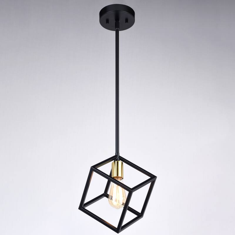 Deering LED Compatible Matte Black and Gold Satin Brass Contemporary Mini Pendant Ceiling Light