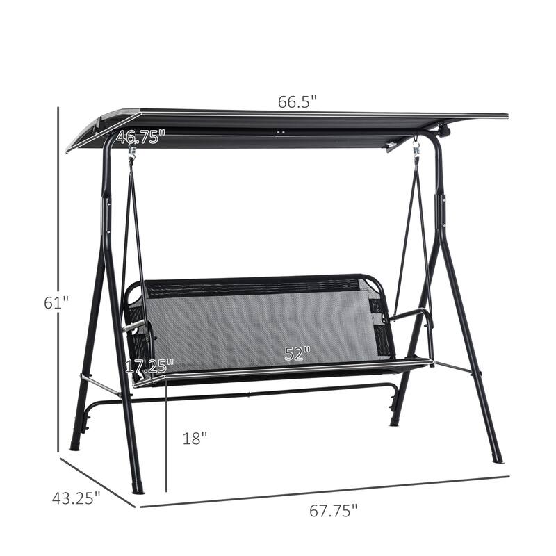 Steel 2-Seat Patio Swing with Canopy & Mesh
