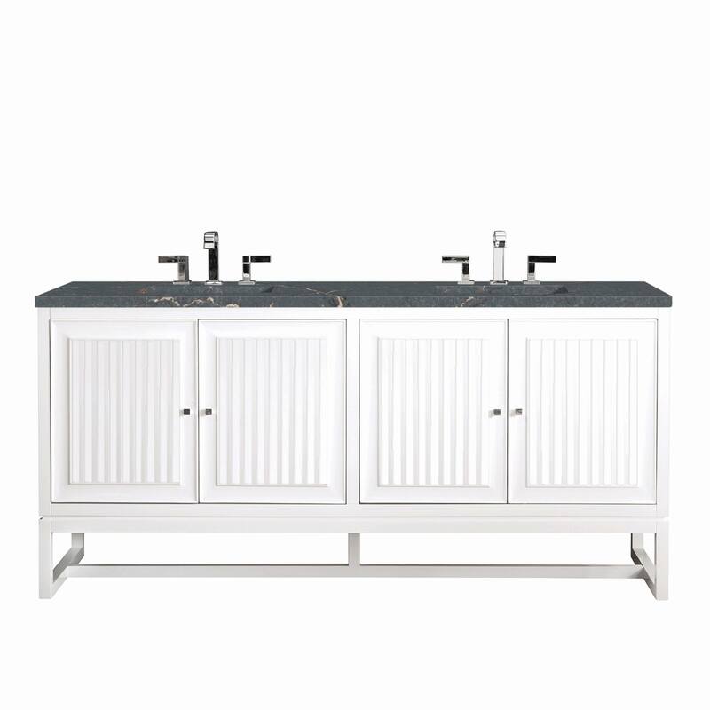 James Martin Vanities E645-V72-3PBL Athens 72" Double Basin Poplar - Glossy White