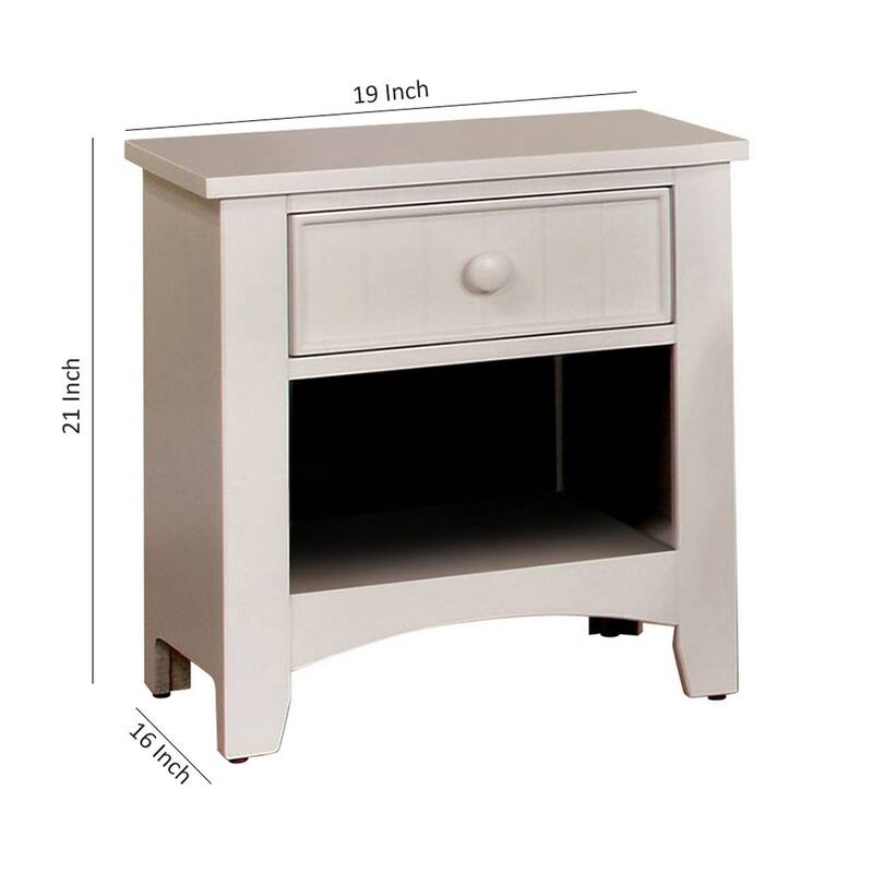 White 1 Drawer 19 in. W Nightstand with Sturdy Hardware and Ample Storage
