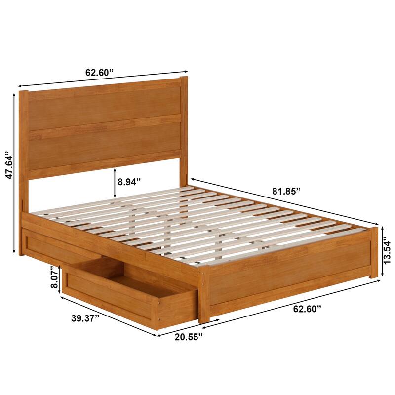 Aveline Wood Platform Bed with Matching Footboard & Storage Drawers