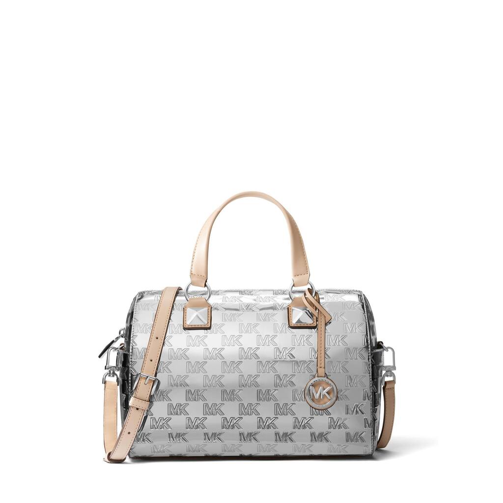 Michael Kors Grayson Medium Duffle Satchel Silver One Size