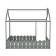 preview thumbnail 14 of 12, Twin Size Wooden House Bed Frame with Roof and Fence for Kids and Teens, Sturdy Pinewood Construction